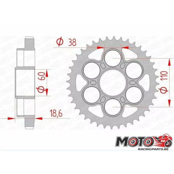 Couronne Acier AFAM 530 50900 Ducati Multistrada 1200/1260