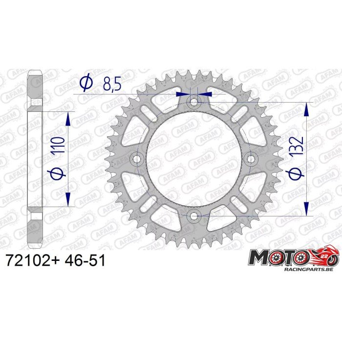 Couronne aluminium AFAM 428 72102 Husqvarna TC85 / KTM SX85 / SX105
