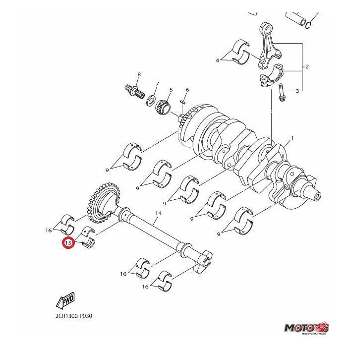 Coussinet equilibreur vilebrequin 15 Yamaha YZF-R1 15/20 et MT-10 16/20