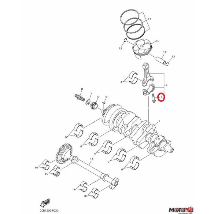 Boulon connection bielle Yamaha YZF-R1 15/20 et MT-10 16/20